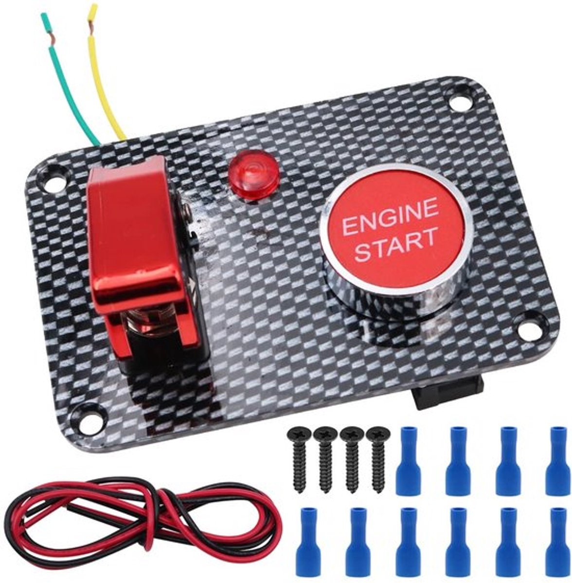 Golden crown - Carbon Fiber Racing Auto - 12V Contactslot - Drukknop