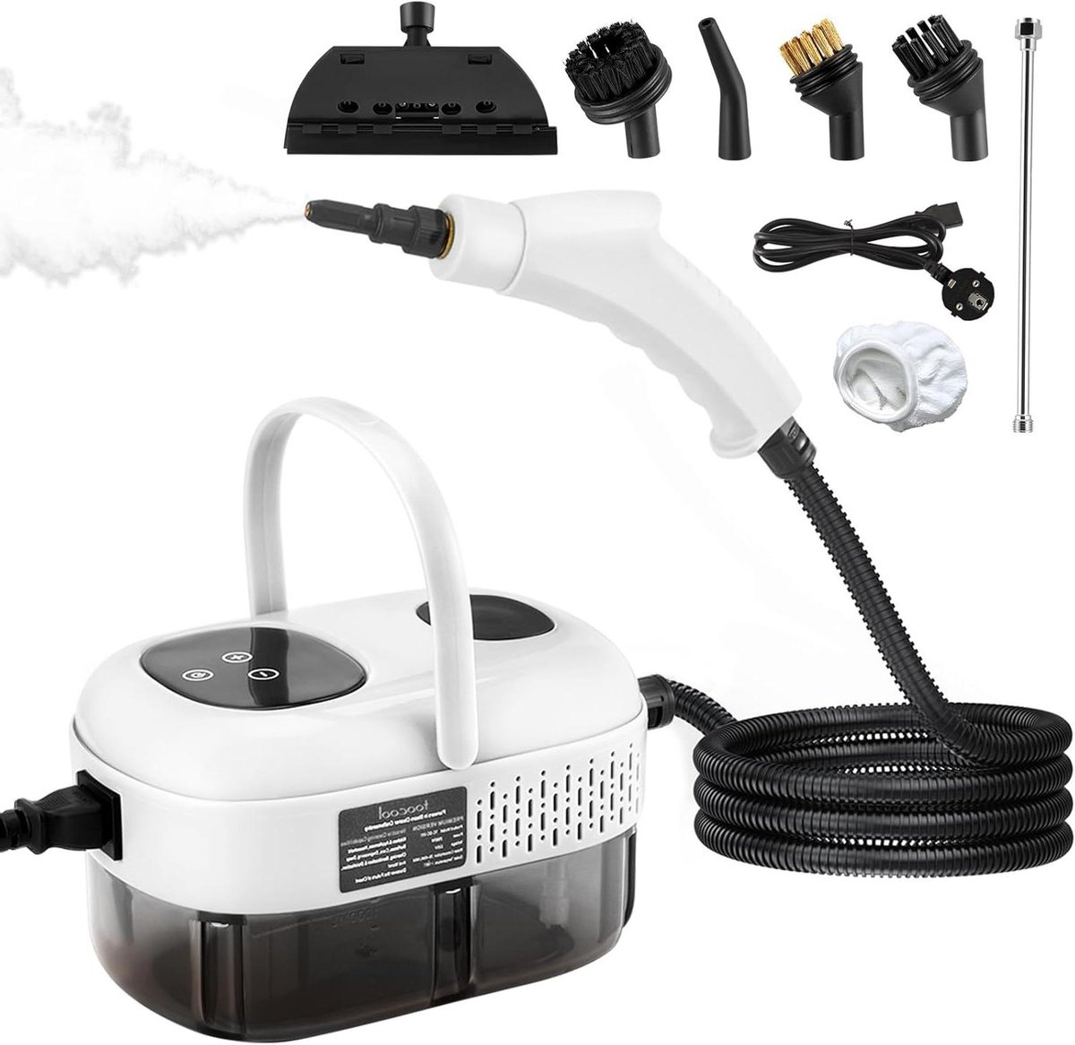Draagbare Stoomreiniger - Hogedruk reiniger - Dieptereiniging Huis - Snel opwarmend - 1100 ml tank - Wit