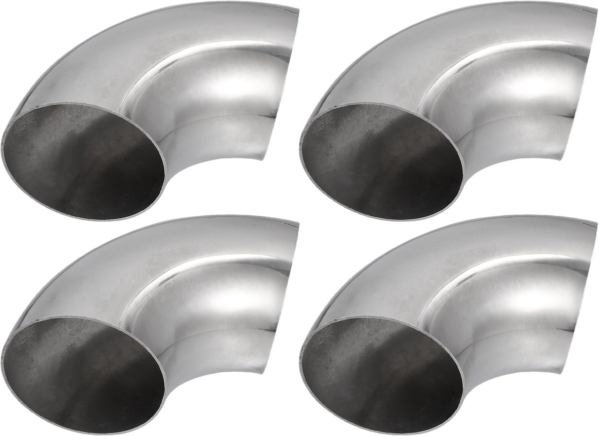 Dailygoods- Uitlaatpijp 90 Graden - Set van 4 Stuks - 76 mm Buitendiameter - Roestvrij Staal - Hoogwaardig en Duurzaam - Eenvoudige Installatie - Uitlaatbocht