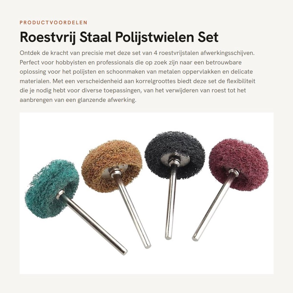 Dailygoods- Polijstwielen Set - 4 Stuks - 80/150/240/300 Grit - 25 mm Diameter - 3 mm Asdiameter - Schuurwielen voor Metaal