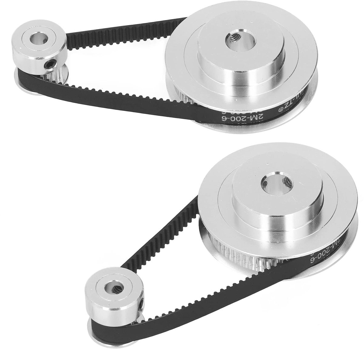 Dailygoods- Distributieriem 200mm Lengte - Synchroon Wiel 20T/60T - Aluminium Distributieriemschijf - Duurzaam Materiaal - Hoogwaardige Transmissie - Inclusief Inbussleutel - Poelieset