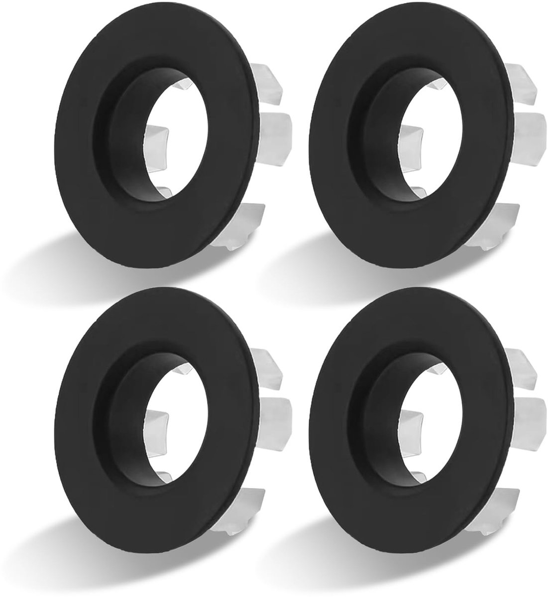 Dailygoods- Overloopring Set van 4 - Matzwarte Overloopringen - Ø 30 mm - Voor Overloopopeningen 22-24 mm - Robuust Koper - Geschikt voor Wastafels - Overloopafdekking