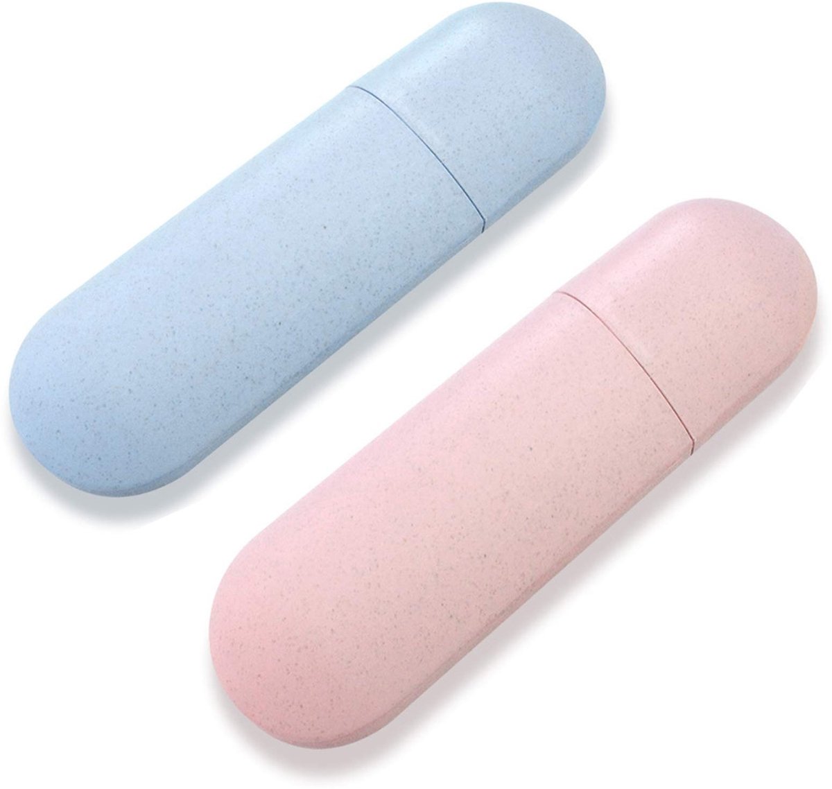 Dailygoods- Tandenborsteldoos Draagbaar - Tandenborstelhouder - Tandpastahouder - Opbergetui - Roze/Blauw - Hoogwaardige PP materialen