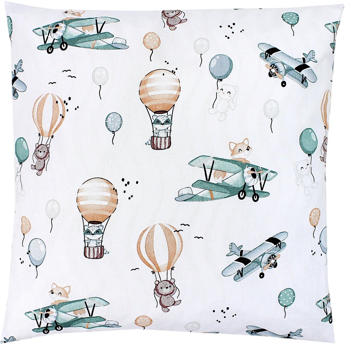 Kussenslopen voor Kinderen Decoratief met Patroon, Foxes on a Plane/Green, 40 x 40 cm