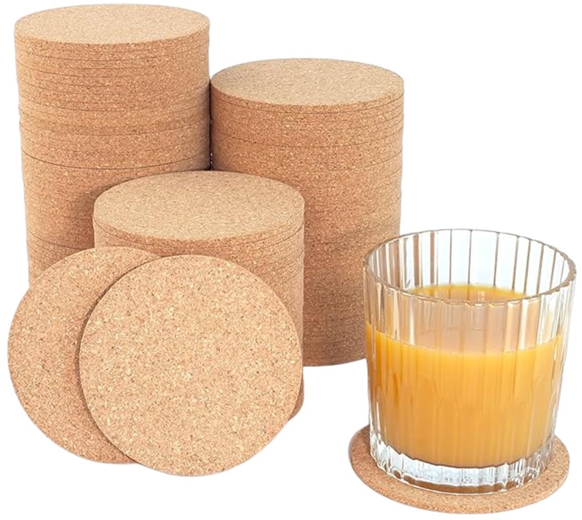 onderzetters van kurk (30 stuks), geschikt voor thuis, bar en café, diameter 10 cm, 3 mm dik, naturel
