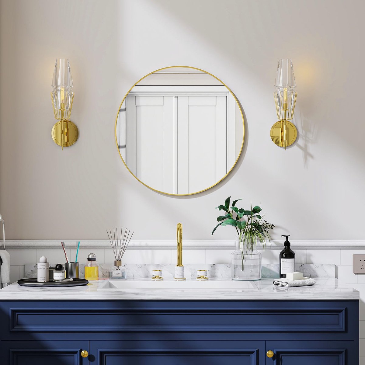 Spiegel wandspiegel met frame van aluminiumlegering voor badkamer, wastafel, woonkamer, slaapkamer, entree, wanddecoratie