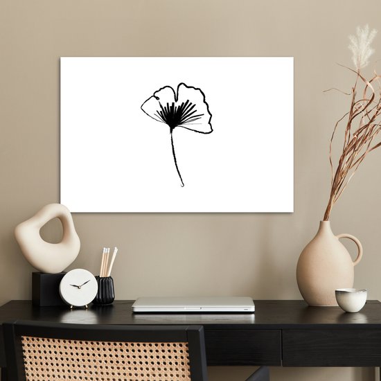 Poster 90x60 cm - Line art - Bloemen - Zwart - Wit - Posters - Kamer decoratie - Wanddecoratie woonkamer - Muurdecoratie slaapkamer - Kerstversiering - Kerstdecoratie voor binnen - Kerstmis