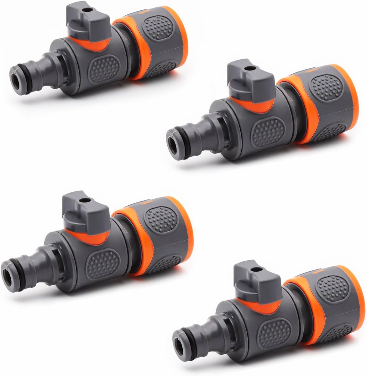 Slangkoppeling met regelventiel, tuinslangaansluiting, set van 4 slangverbinders met afsluitventiel, waterslang 1/2 inch voor continue regeling en afsluiting van de waterstroom