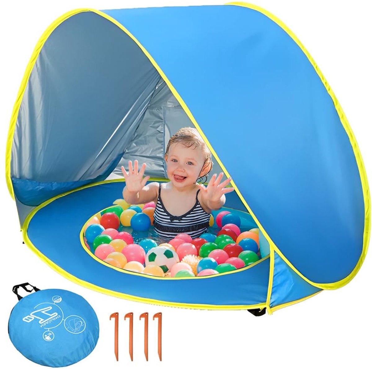 Dailygoods - Strandschelptent voor baby's met zwembad - Pop-up UV-bescherming