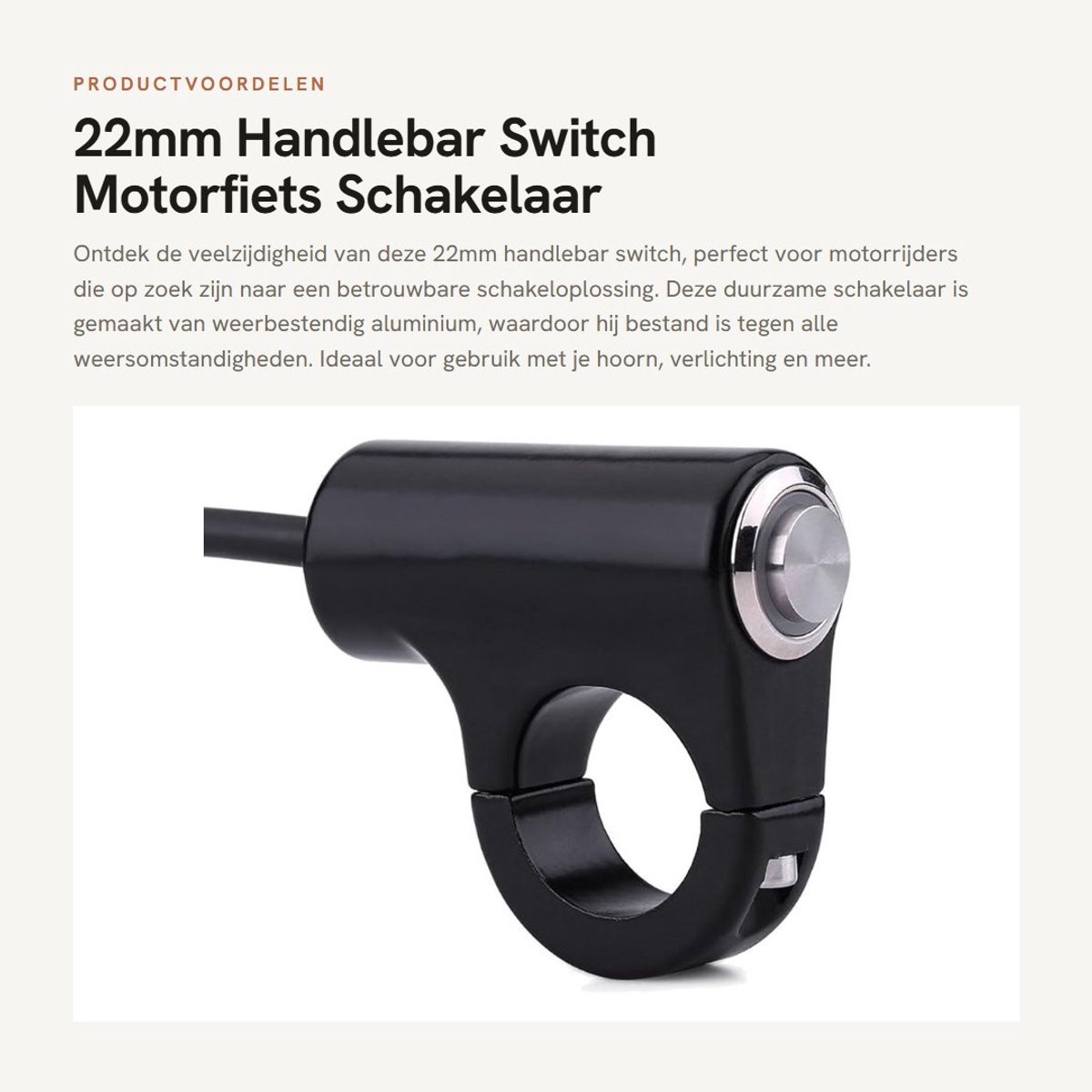 Dailygoods - 22mm Handlebar Switch - Motorfiets Schakelaar - Aluminium - Blauw - Startknop - Geschikt voor Hoorn en Verlichting - Model B