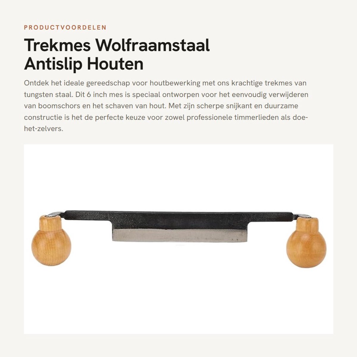 Dailygoods- Trekmes Wolfraamstaal 6 Inch - Antislip Houten Handvat - Ontschorsingsgereedschap - Schaven van Hout - Hoge Snijefficiëntie - Duurzaam en Efficiënt - Schraper