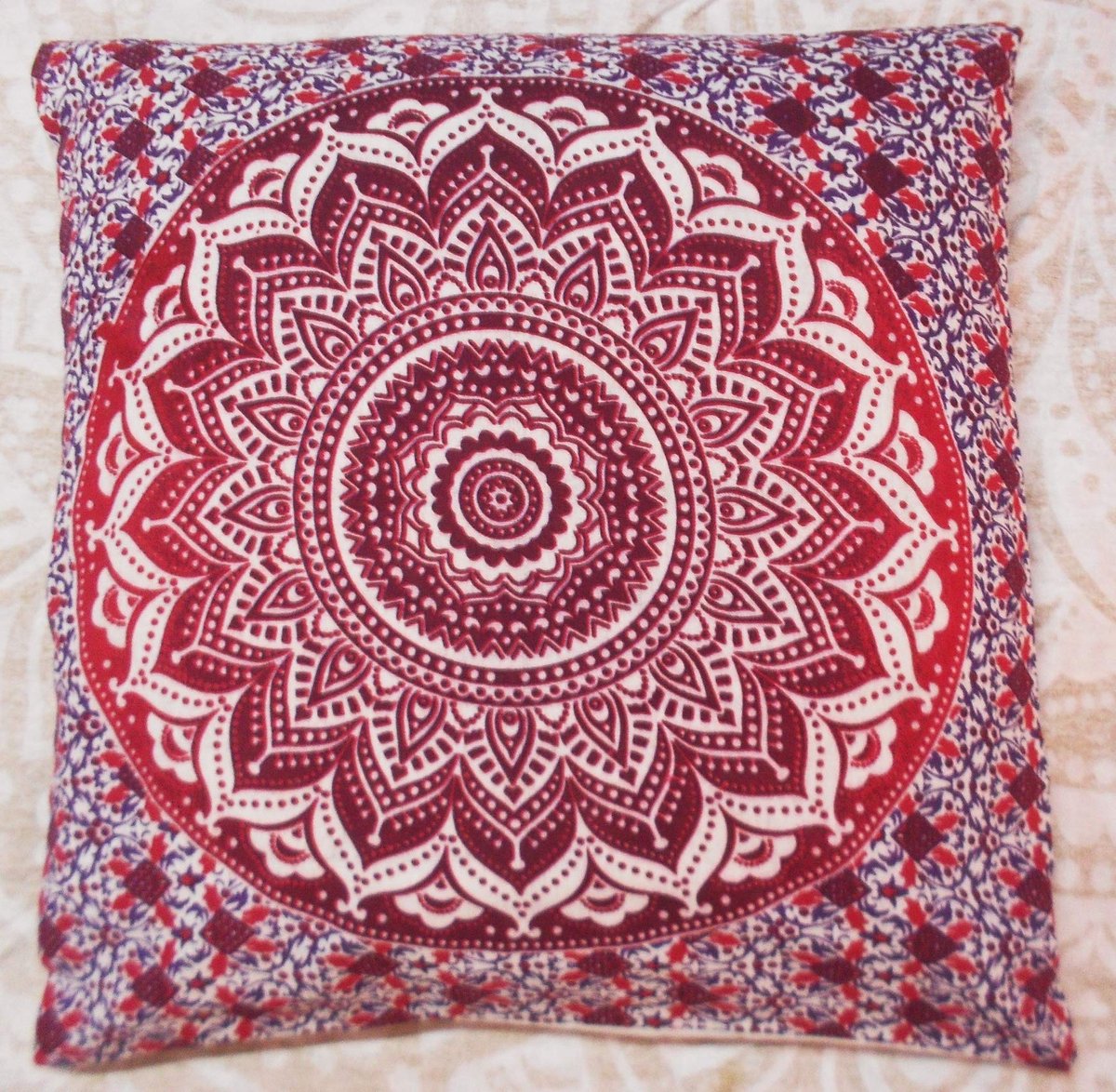 Kussenhoes, Indiase poef, mandala vierkante kussensloop, pompon buiten, boho kussenslopen, beddengoed, woonkamer, decoratieve kussenslopen (10)