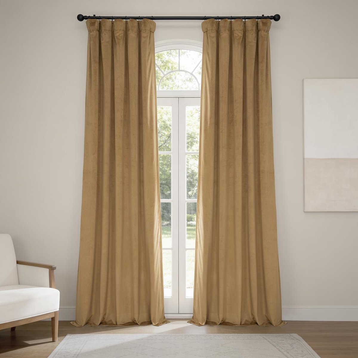 Half Price Drapes Heritage pluche fluwelen gordijnen 274 cm lange kamer verduisterende gordijnen voor slaapkamer en woonkamer 50W x 108L, (1 paneel), gekruide rum