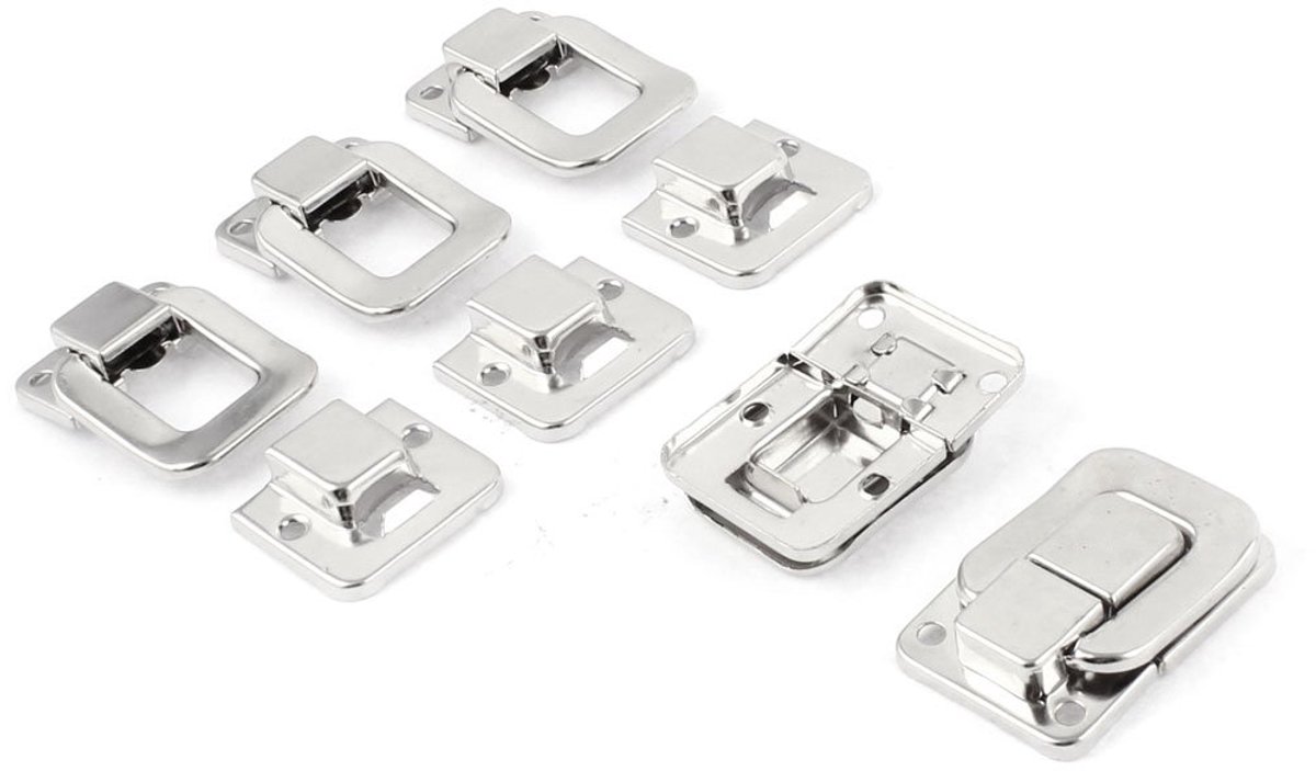 sourcing map Gereedschapskist Borst Koffer 40mm Lange Metalen Sluiting Klink Zilver Tone 5 stks