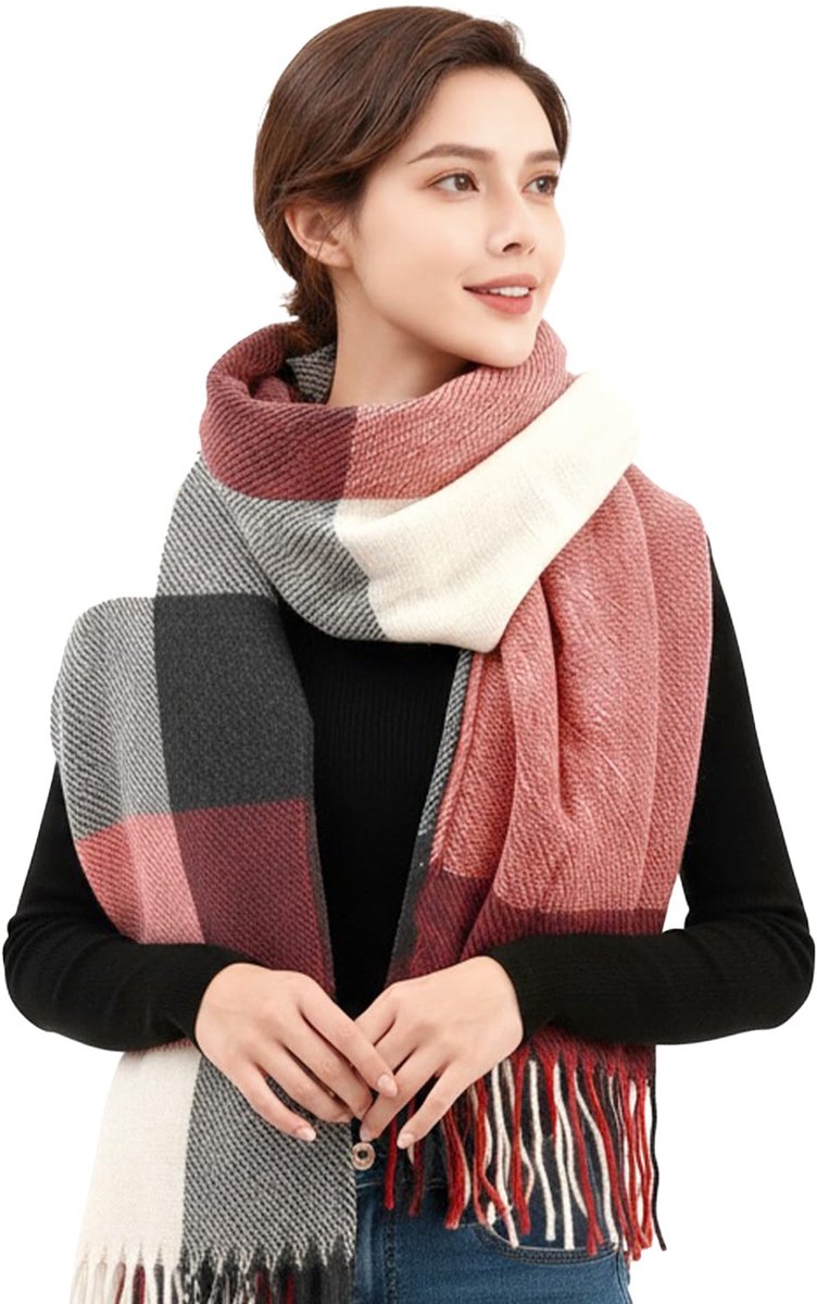 geruite gestreepte gebreide unisex winter nekwarm gebreide sjaal deken kerstcadeaus nieuwjaar verjaardagscadeau