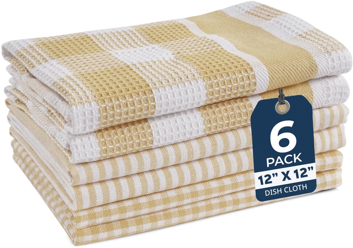Theedoeken 30,5 x 30,5 cm - 100% katoen - beige - herbruikbaar en duurzaam - ShopVlot