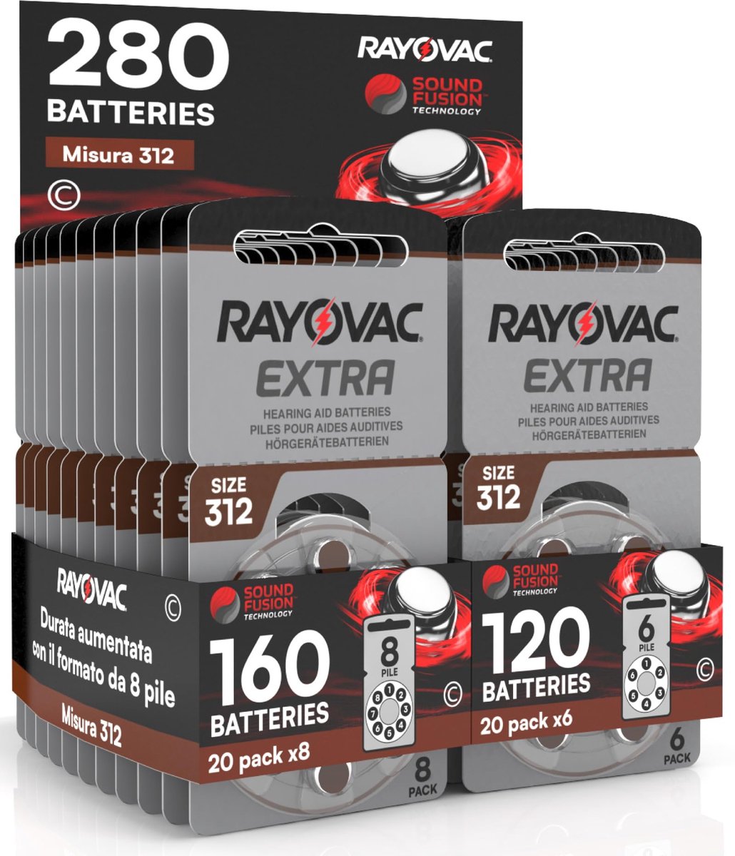 Hoortoestelbatterijen Maat 312 PR41 - 280 Stuks in Blisters - Lange levensduur - ShopVlot