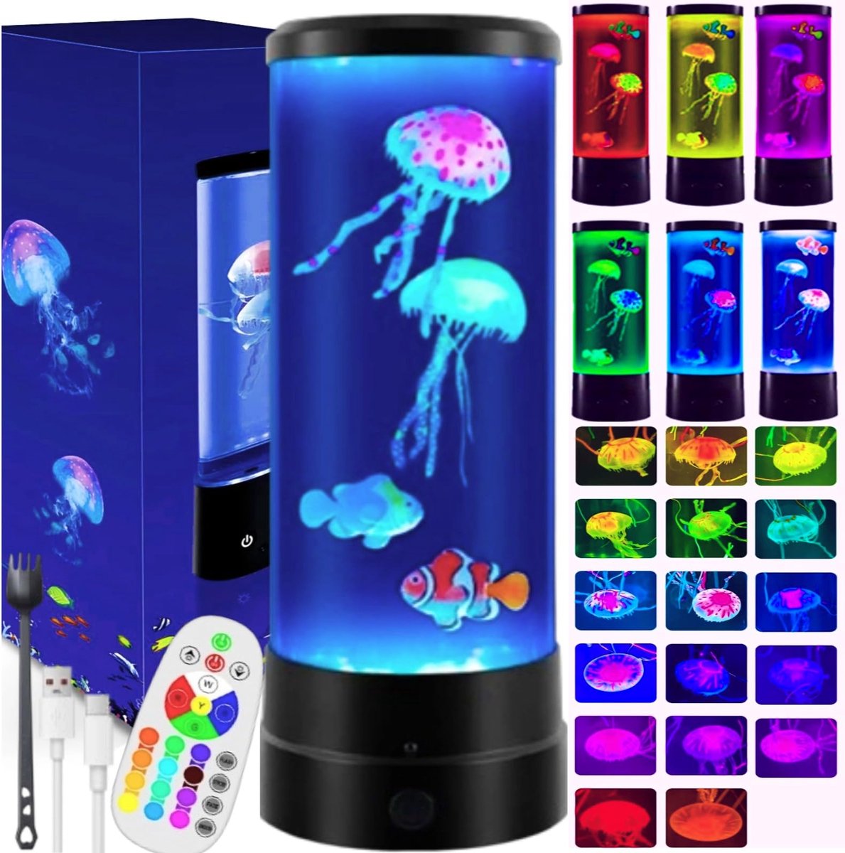 Kwallenlamp LED - 17 kleuren met afstandsbediening - ontspanning en sfeervolle decoratie - perfect voor elk huis - ShopVlot