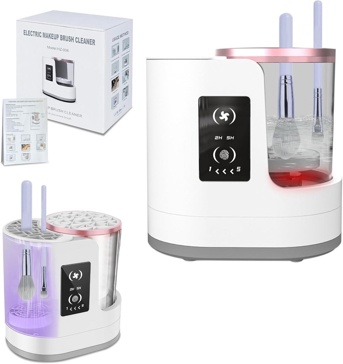 Draagbare Automatische Make-up Borstel Cleaner en Droger, Multifunctionele Reinigingsmachine voor Cosmetische Borstels met USB Aansluiting