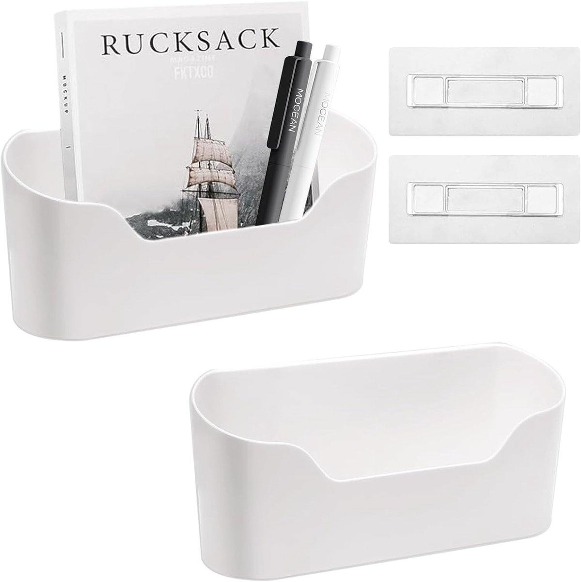 2-delige Deur Organizer met Zelfklevende Pads, Plastic Onderkast Organizer, Bestandenhouder voor Post en Tijdschriften, Badkamer Plank Box met Ruimtebesparing