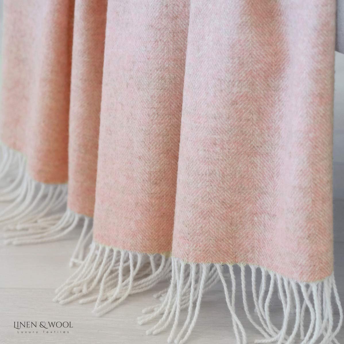 Wollen deken 140x200 cm - 100% Merino wol - visgraatpatroon - perfecte knuffeldeken - ShopVlot