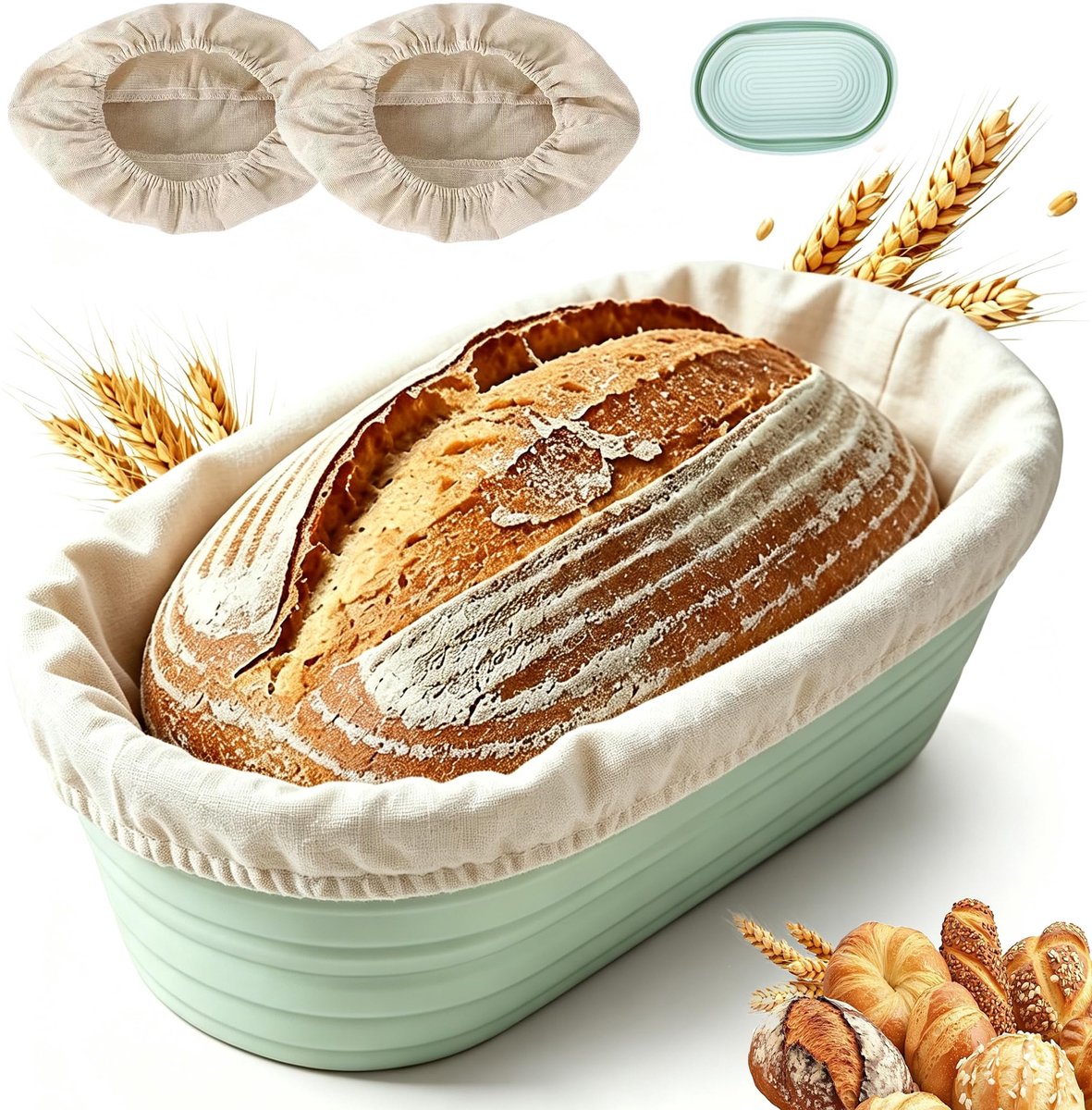 Fermentatiemand 25cm - Ovaal Gistmand - Inclusief Afdekhoezen - Perfect voor Thuisbakkers - ShopVlot