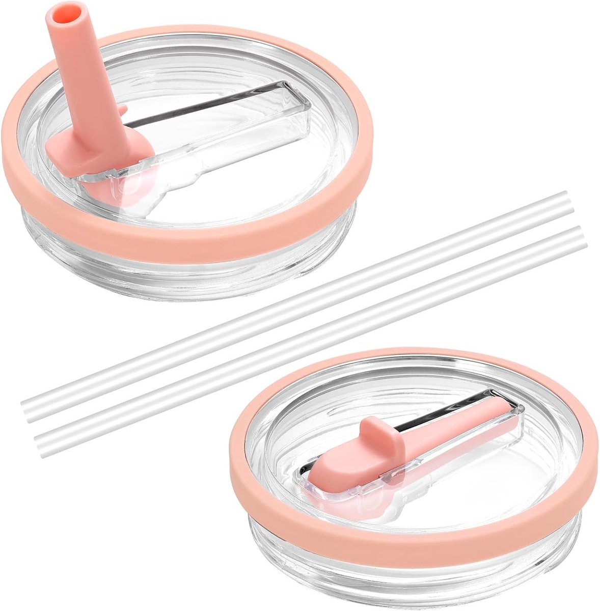 Vervangende Deksel voor 40 oz Bekers met 2 Transparante Rietjes, Herbruikbare en Lekvrije Tumbler Covers in Roze, Ideaal voor Drankjes en Outdoor Gebruik