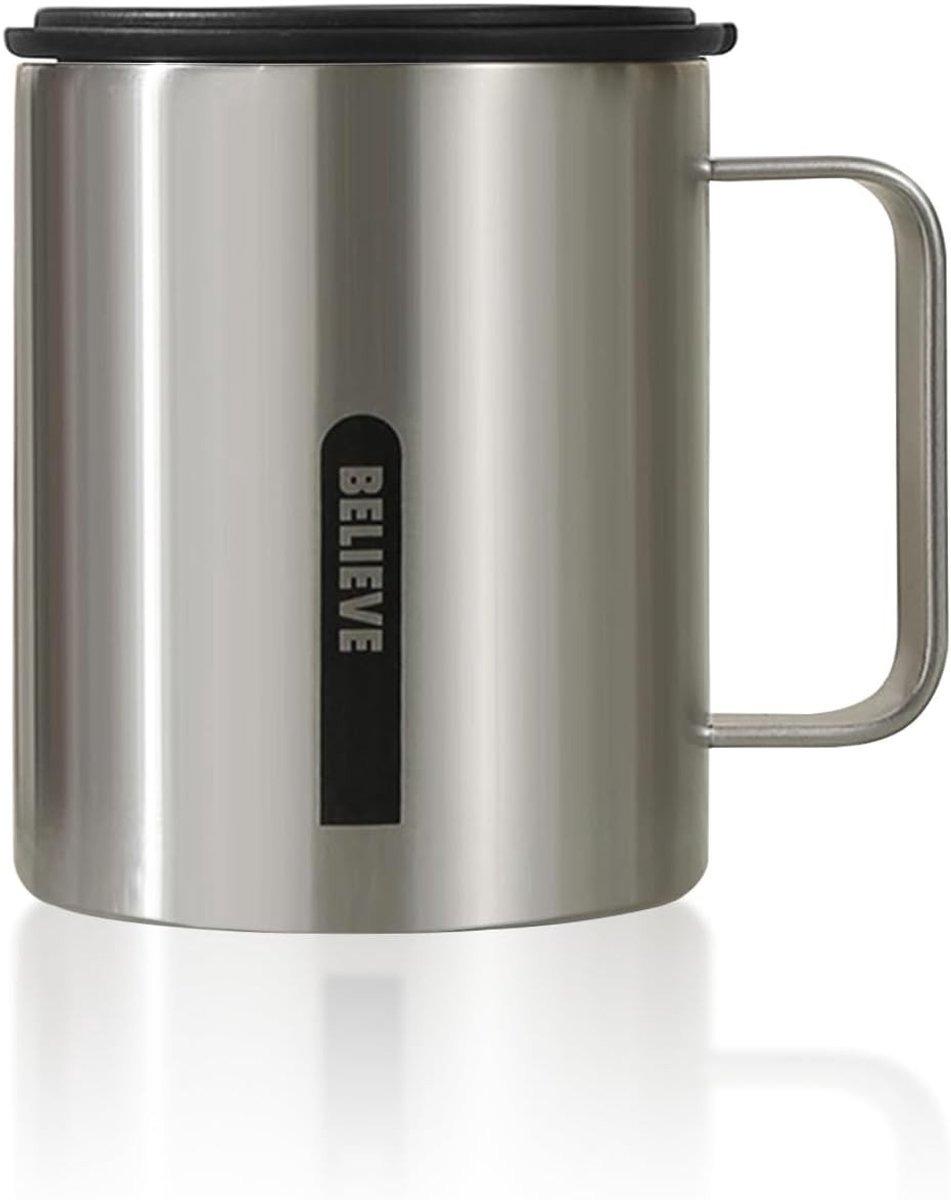 Dubbelwandige RVS Isolerende Koffiemok met Handvat en Deksel - BPA-vrij, 400ml, Perfect voor Thuis en Kantoor, Warm en Koud Gebruik