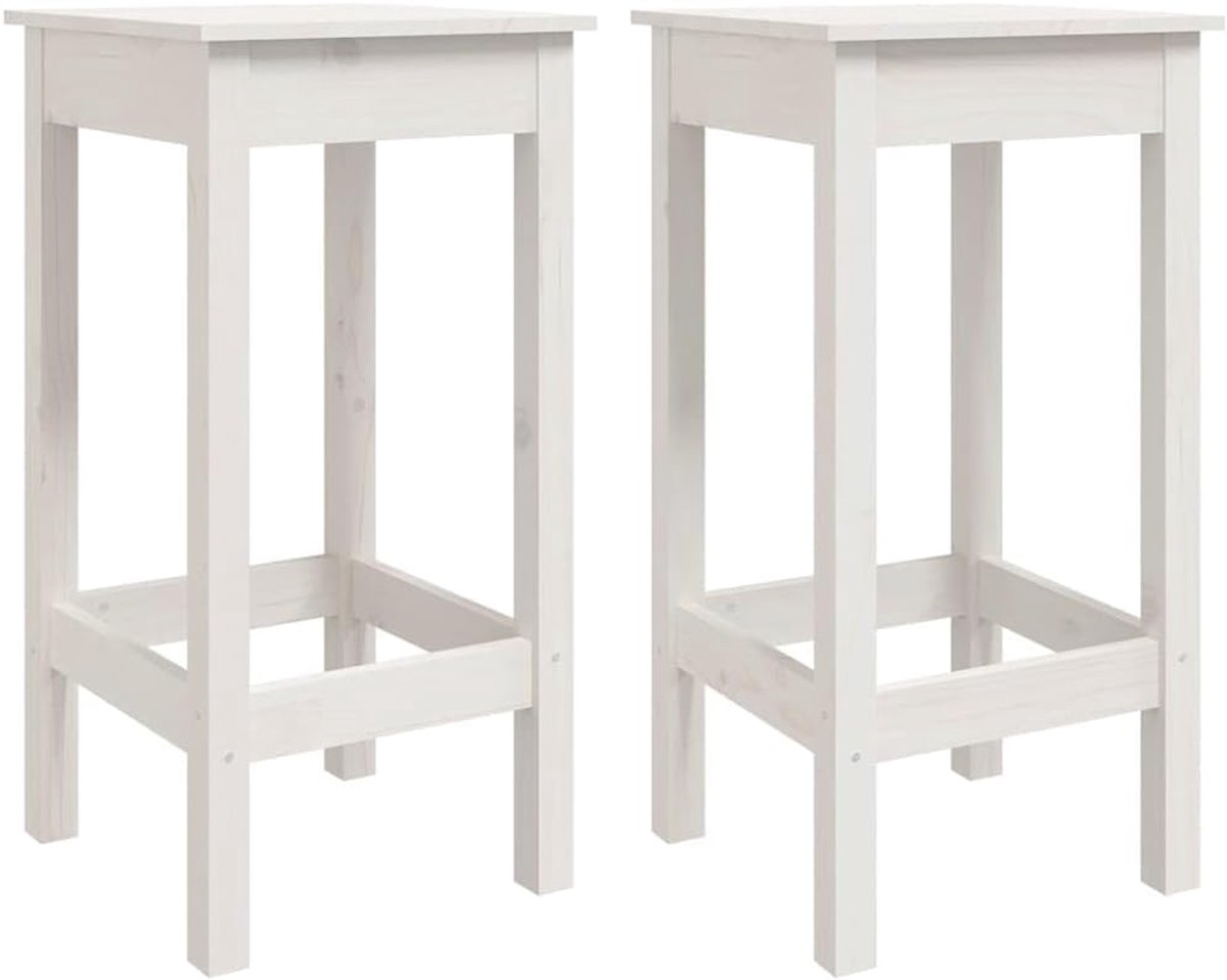 Barstoelen set van 2 wit 40x40x78 cm massief hout grenen
