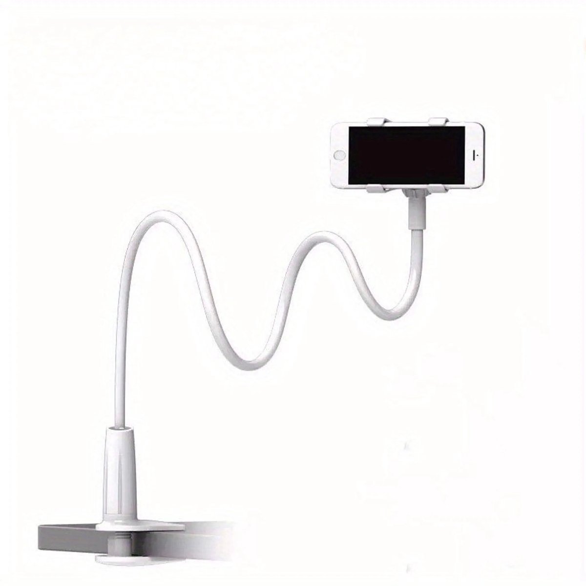 Casalora Telefoonhouder Bed – 100 cm Flexibele Zwanenhals – Verstelbare Smartphone Houder – Handsfree voor Bureau & Nachtkastje – Wit