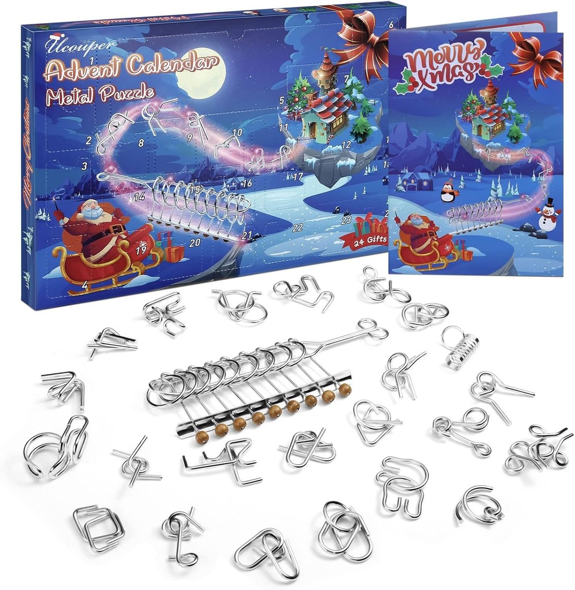 3D Puzzel Adventskalender met 24 Stukken, Educatief Speelgoed voor Kinderen en Volwassenen, Perfect Kerstcadeau