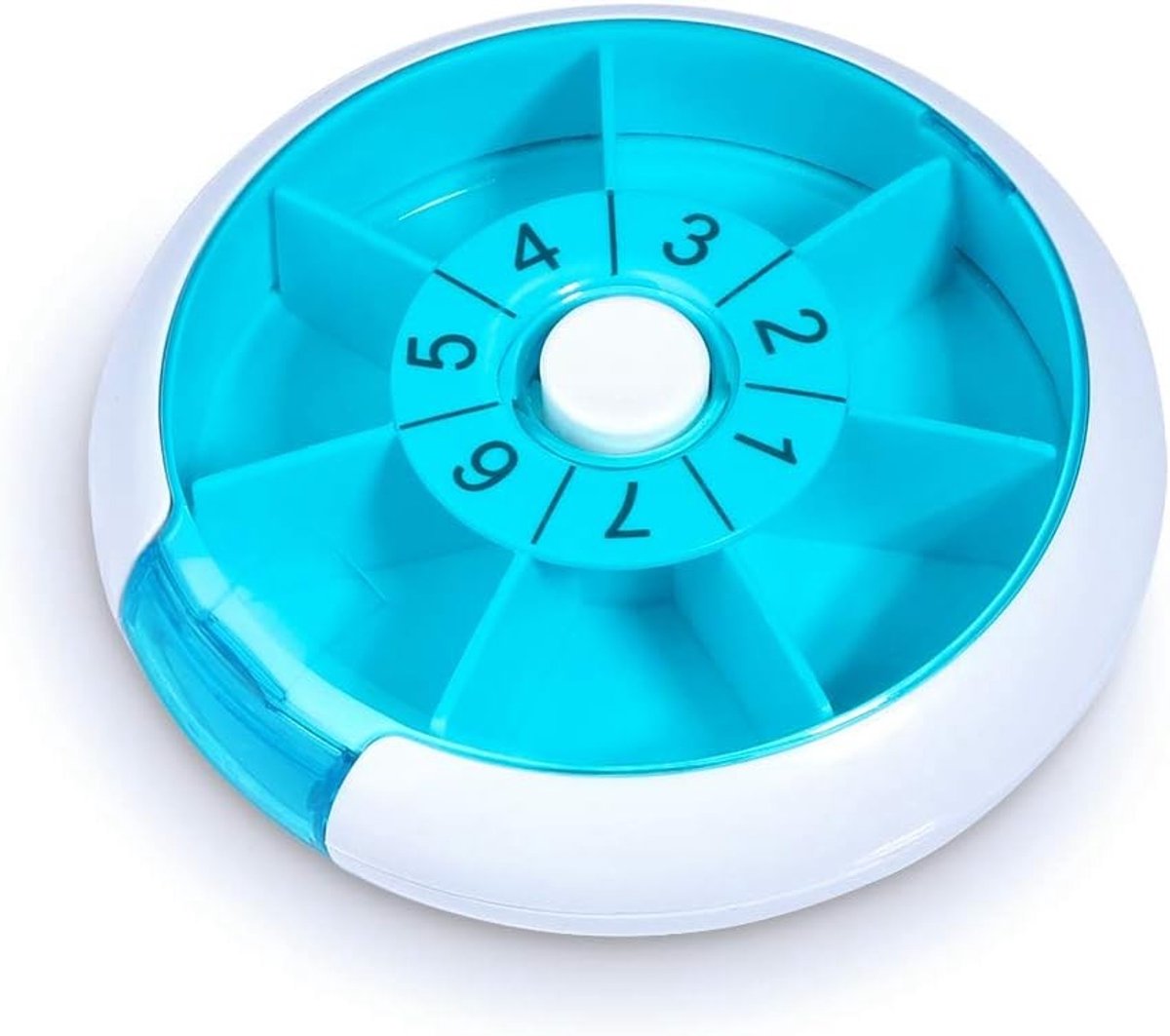 Compacte Weekdoos voor Medicijnen - 7 Dagen, Pillendoos, Reisset, Blauwe Ronde Organiser voor Tabletten