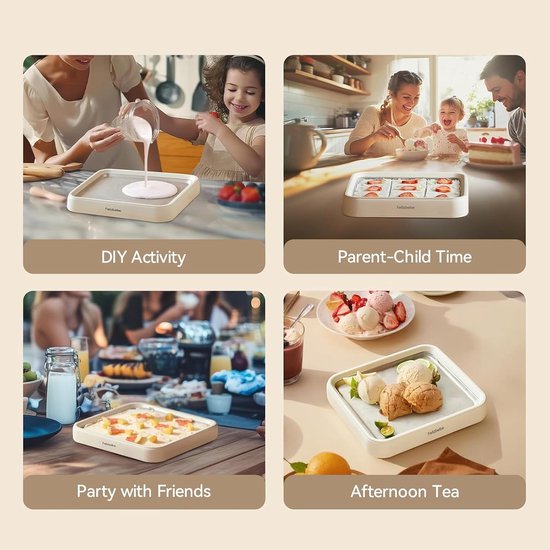 IJsrolletjes Maker - SUS316 RVS IJsplaat met Deksel - Inclusief 2 Spatels - Voor Zelfgemaakt IJs, Frozen Yoghurt en Sorbet — afbeelding 2