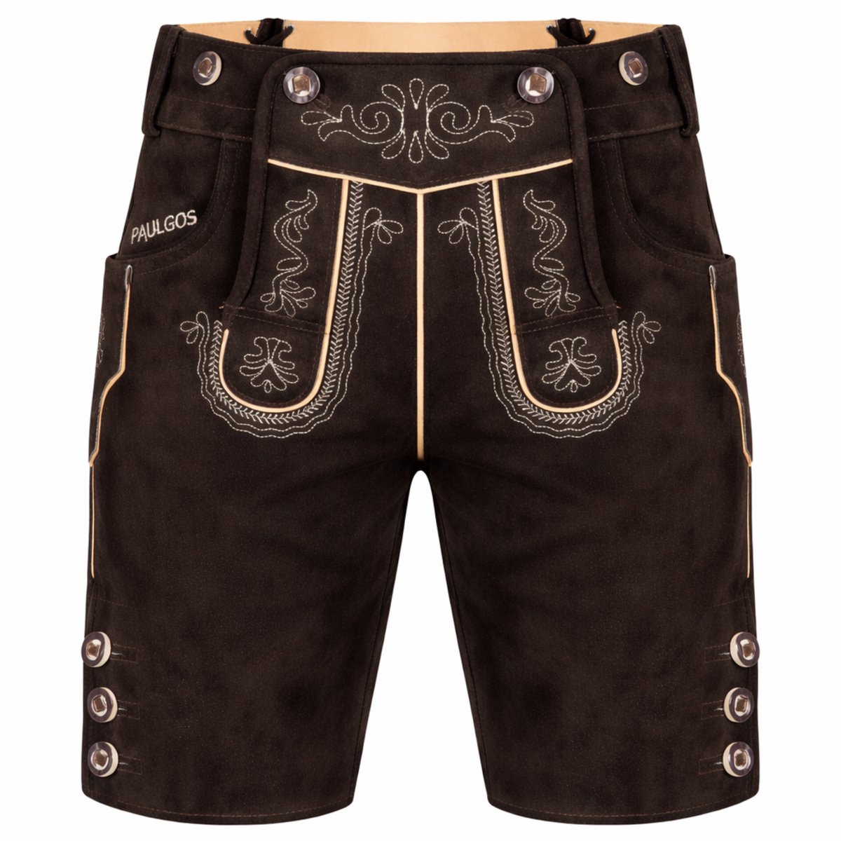 PAULGOS korte lederen heren-traditionele broek - HK2 - Echt leer - verkrijgbaar in 3 kleuren - maat 44 - 60