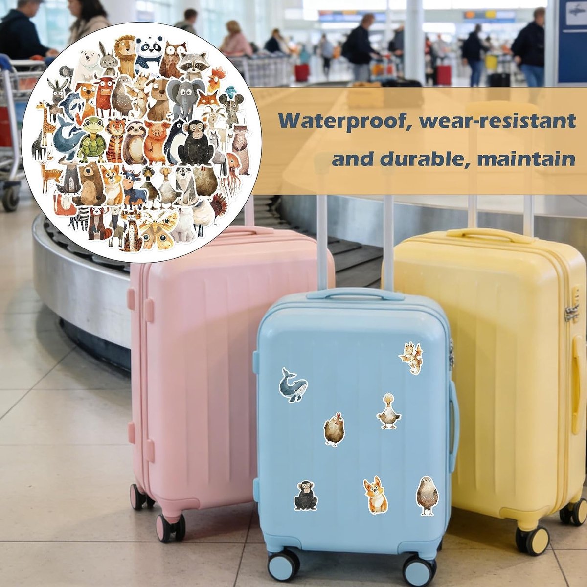 Dierenstickerset met 100 unieke waterdichte vinylstickers voor kinderen, perfect voor laptop, skateboard en auto decoratie