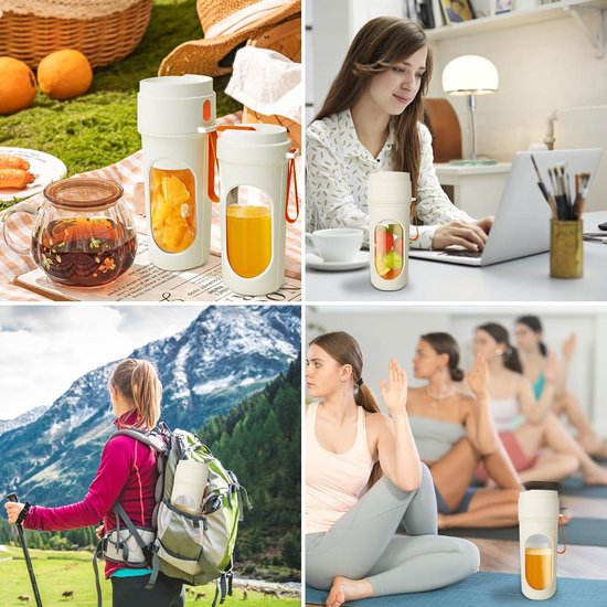 Smoothie Maker - Draagbare Mixer - Gezonde Drankjes Maken - 12 Roestvrijstalen Bladen - 450 ml - Oranje — afbeelding 3