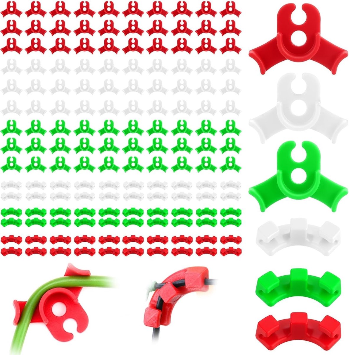 Low Stress Training Clips voor Planten - Bender Clips, Plant Trainer en Kweekaccessoires (150 Stuks, Rood, Groen, Wit)
