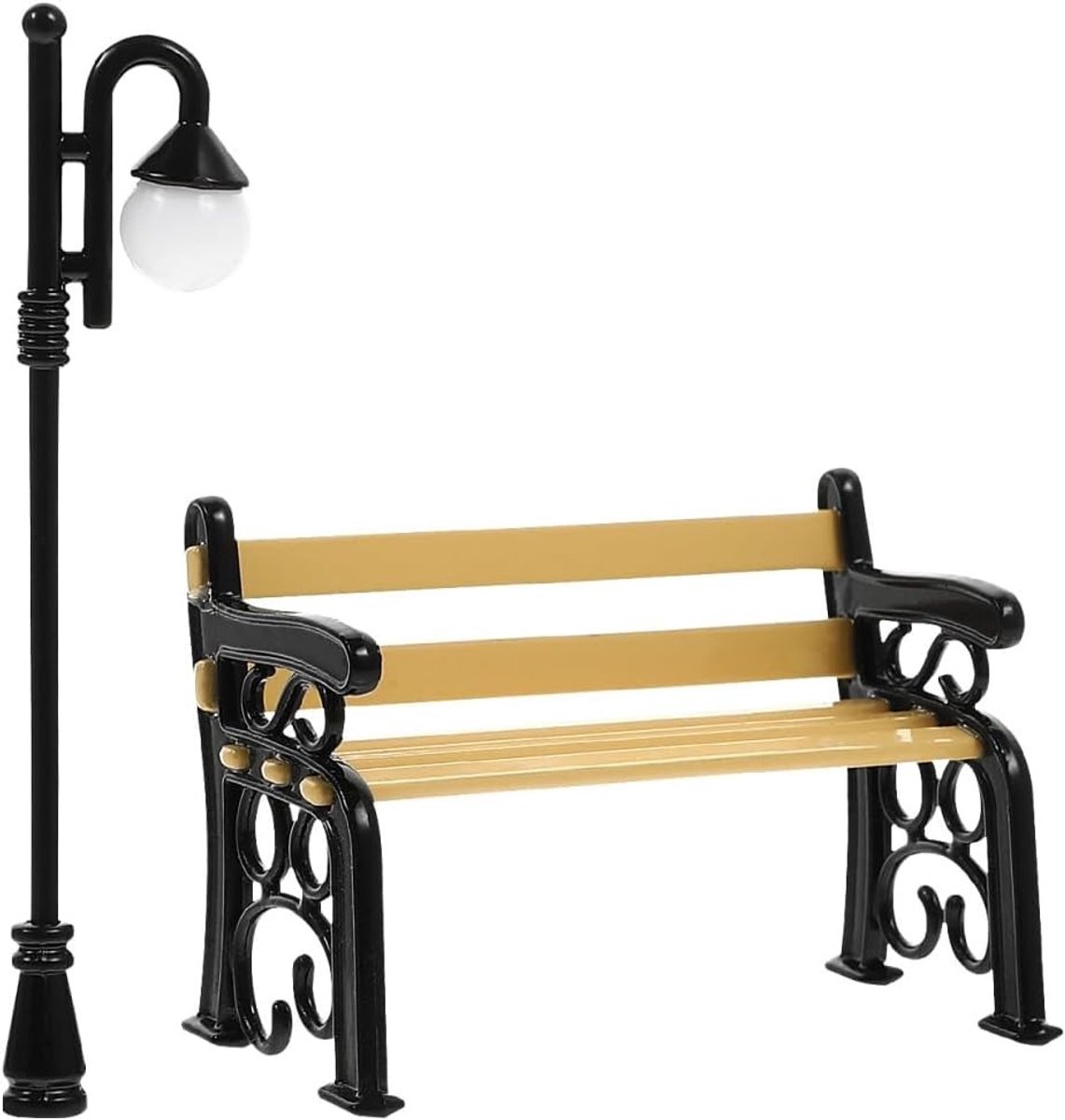 Miniatuur Straatverlichting Set van 2 voor 1:12 Schaal, Decoratieve Lantaarns voor Poppenhuis, Tuinaccessoires en Modelspoor Decoratie