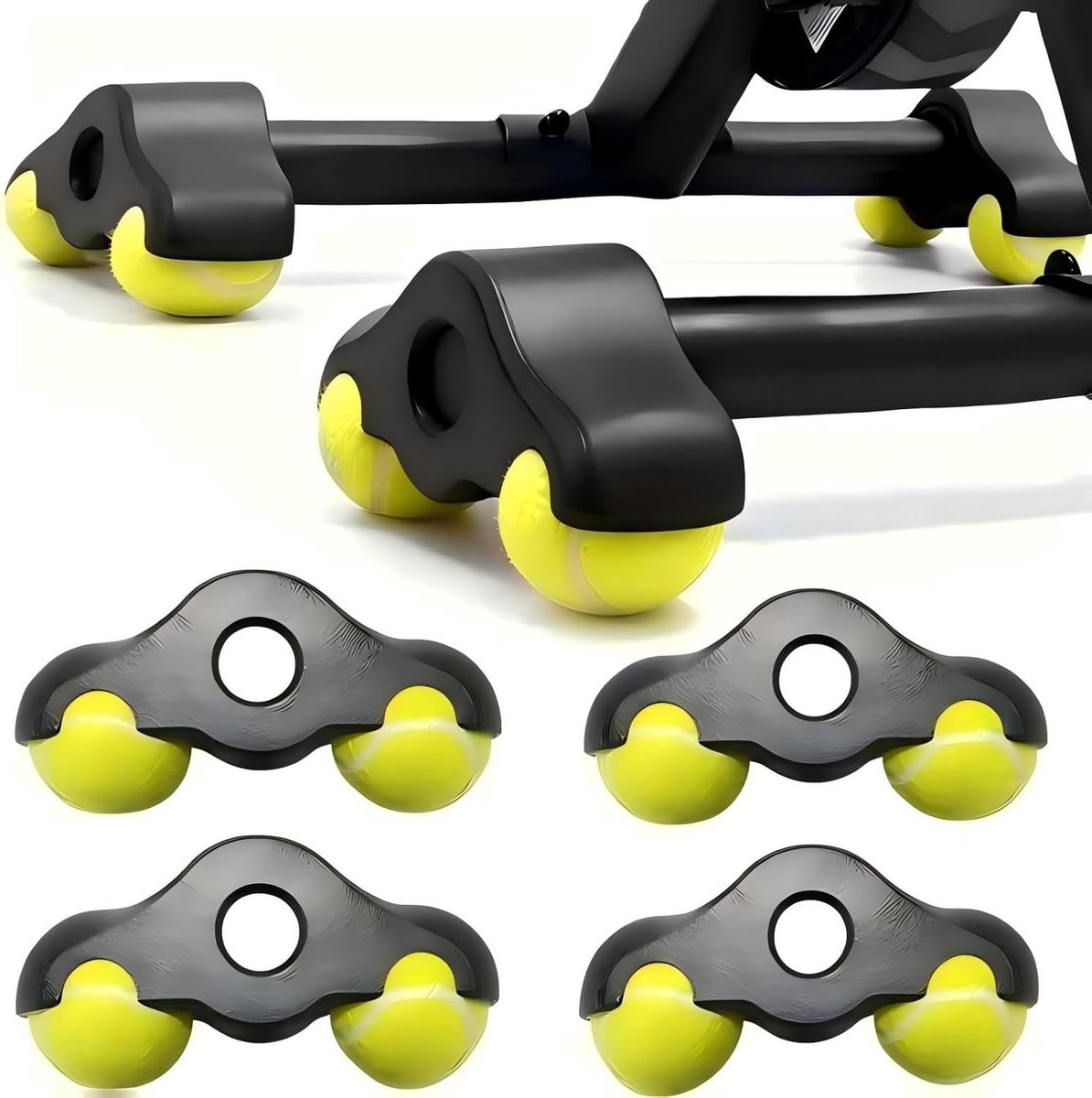 Rocker Plate Voeten Set van 4 voor Fietstrainers - Inclusief 8 Tennisballen voor Stabiele Indoor Training en Verbeterde Grip