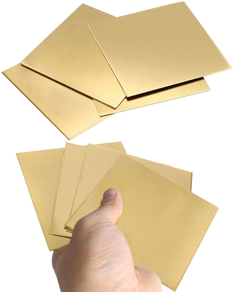 8 Stuks Messing Plaat van 0.5mm Dikte - Perfect voor DIY Projecten, Knutselen en Modelbouw