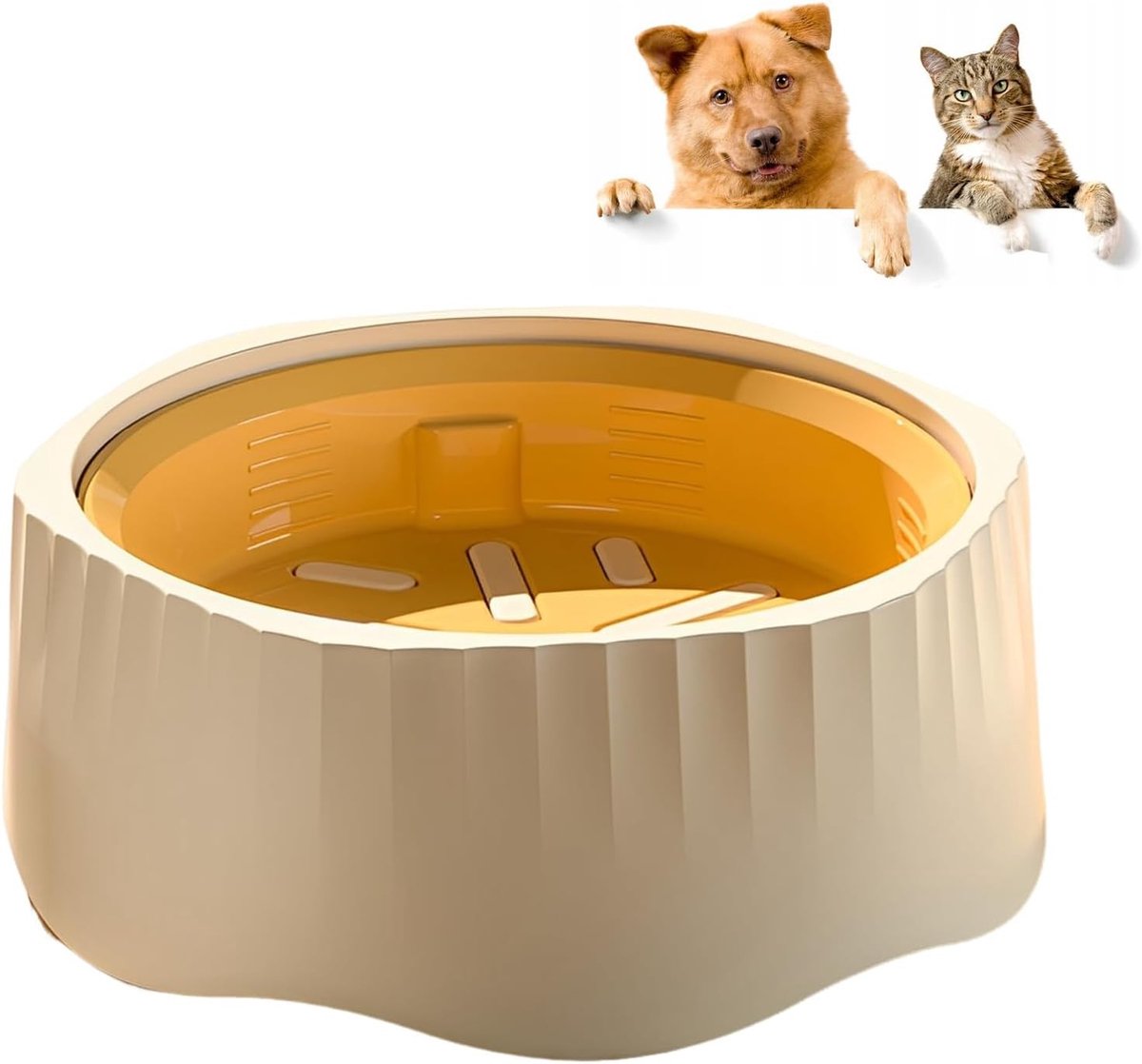 Antislip Kattenvoerbak voor Nat Voer en Droogvoer, 2-in-1 Ontwerp, Vermindert Overeten en Rolgedrag, Ideaal voor Katten en Honden
