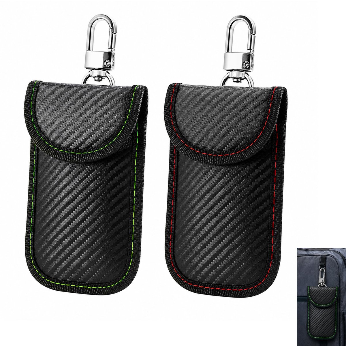 RFID-beschermhoesjes voor autosleutels 2 stuks - compact formaat 12 x 8 cm - koolstofvezeleffect - diefstalbeveiliging - ShopVlot