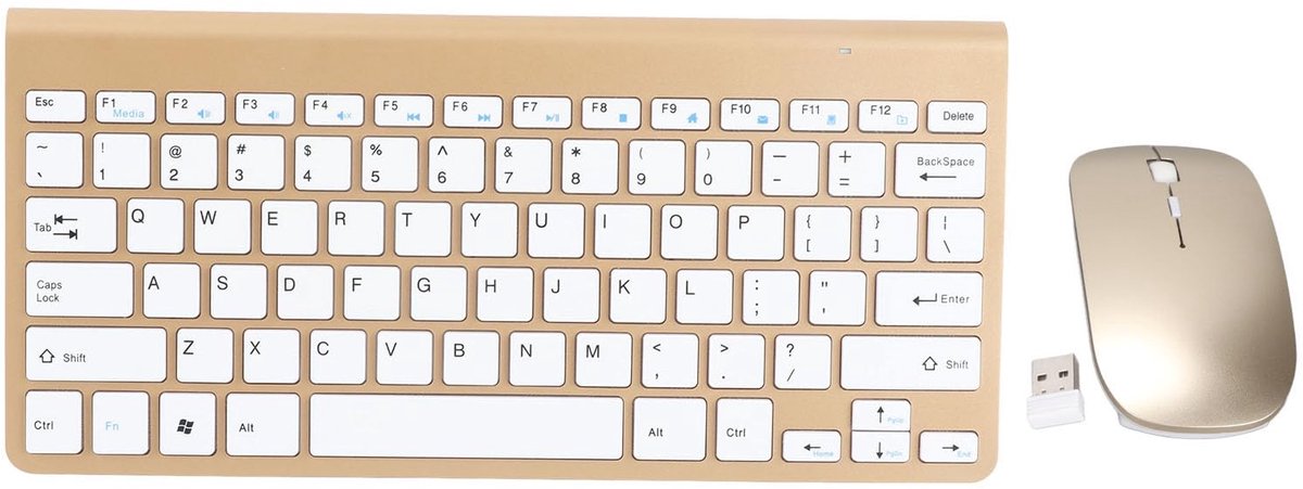 Draadloos Toetsenbord Muis Combo - Ergonomisch 78 Toetsen - Luxe Goud - Stille Typervaring - ShopVlot