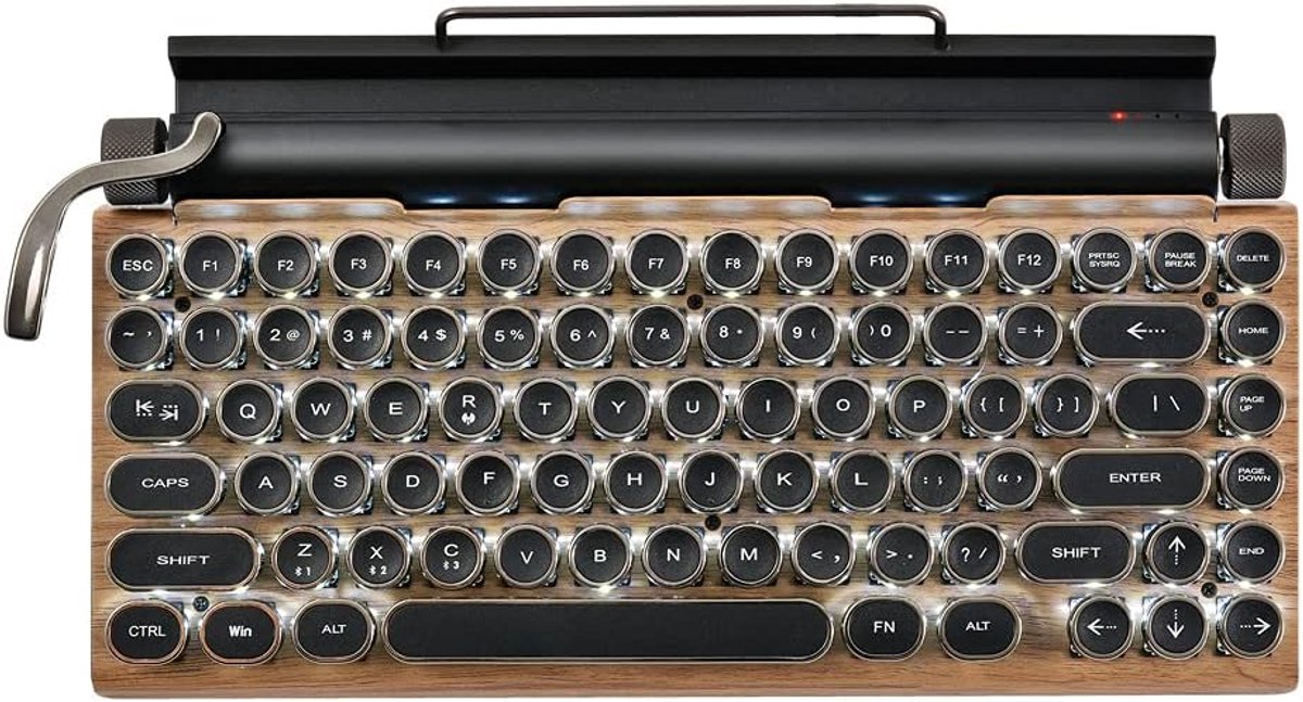 Mechanisch toetsenbord - retro ontwerp - groene as - draagbaar met Bluetooth - ShopVlot