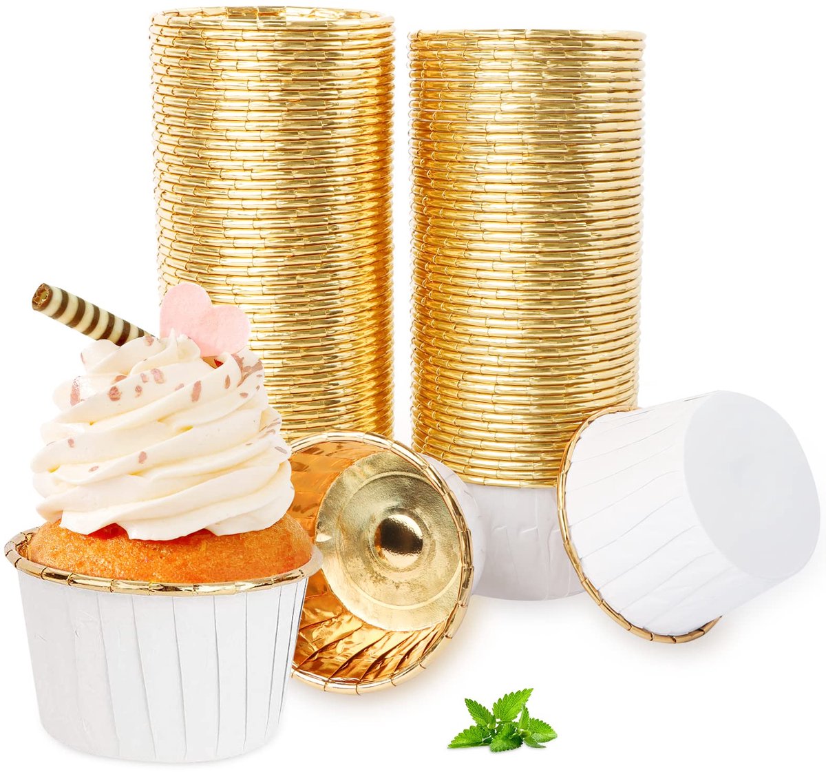 Papieren muffinvormpjes 100 stuks - Wegwerp aluminiumfolie - Witte cupcake-vormpjes - Perfect voor feestelijke desserts - ShopVlot