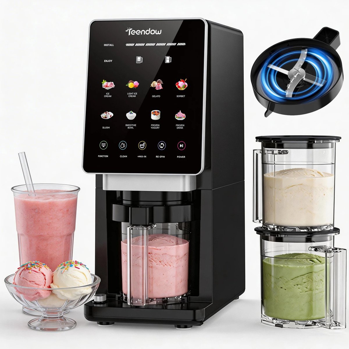 Lamor Ijsmachine -Ijscomachine - Ijsco - Ijscoupe - Smoothie - 10 verschillende bereidingsmogelijkheden - Incl. receptenboek