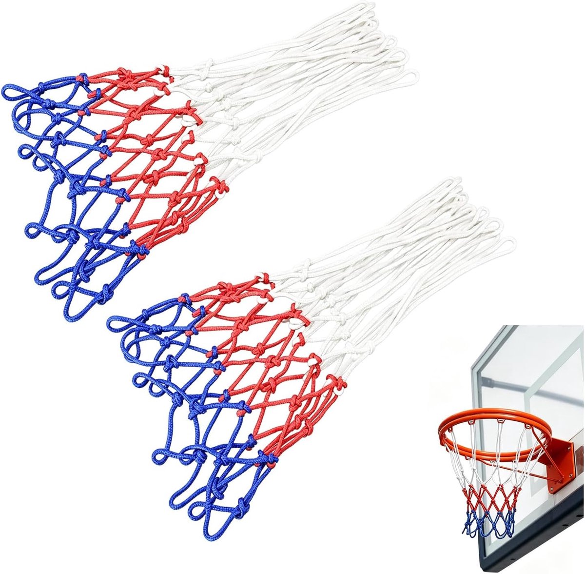 2 stuks professioneel basketbalnet, 12 lussen, basketbalnet, weerbestendig, vervanging voor standaard maat, duurzaam - ShopVlot