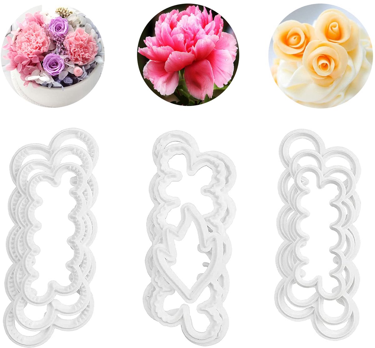 9 Stuks 3 Maten Rozen Lelies Pioenen Vorm 3D Bloemblad Snijder Cake Decoratie DIY Bakken Accessoires Vorm Fondant Roos - ShopVlot