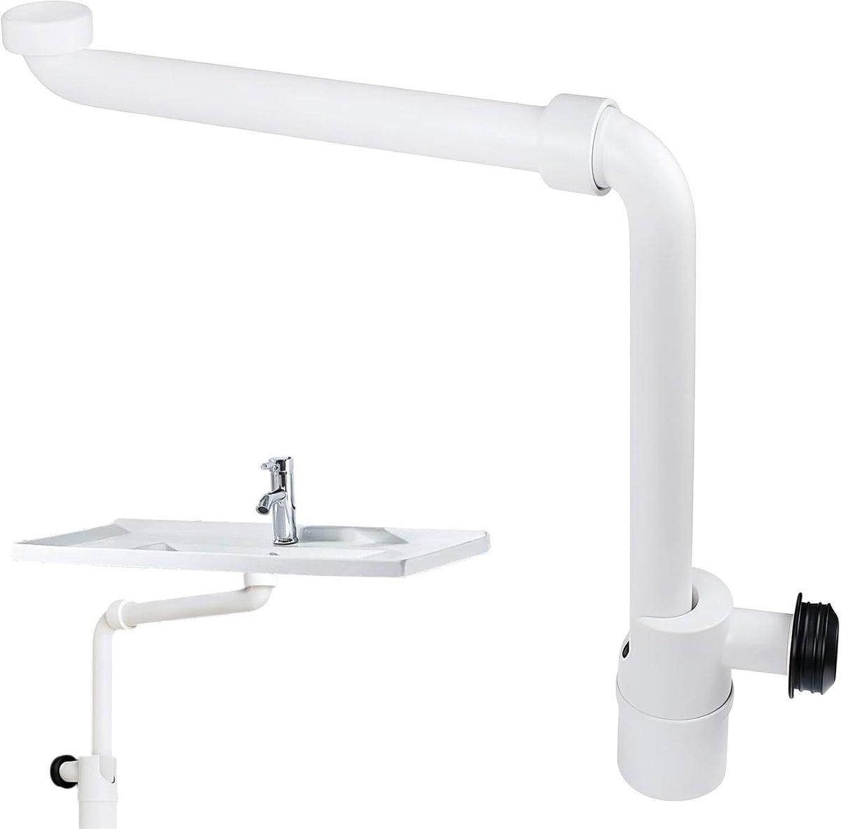 Ruimtebesparende 1/4 Inch Sifon voor Wastafel, 360 Graden Verstelbare Platte Sifon, Ideaal voor Badkamer en Keuken, Eenvoudige Installatie en Onderhoud