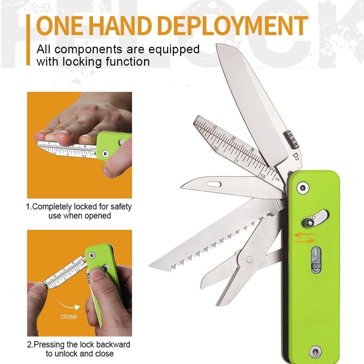 Modulaire Pocket Tool met 8 Essentiële Gereedschappen, Inclusief Schroevendraaier, D2 Mes en Schaar voor Veelzijdig Gebruik